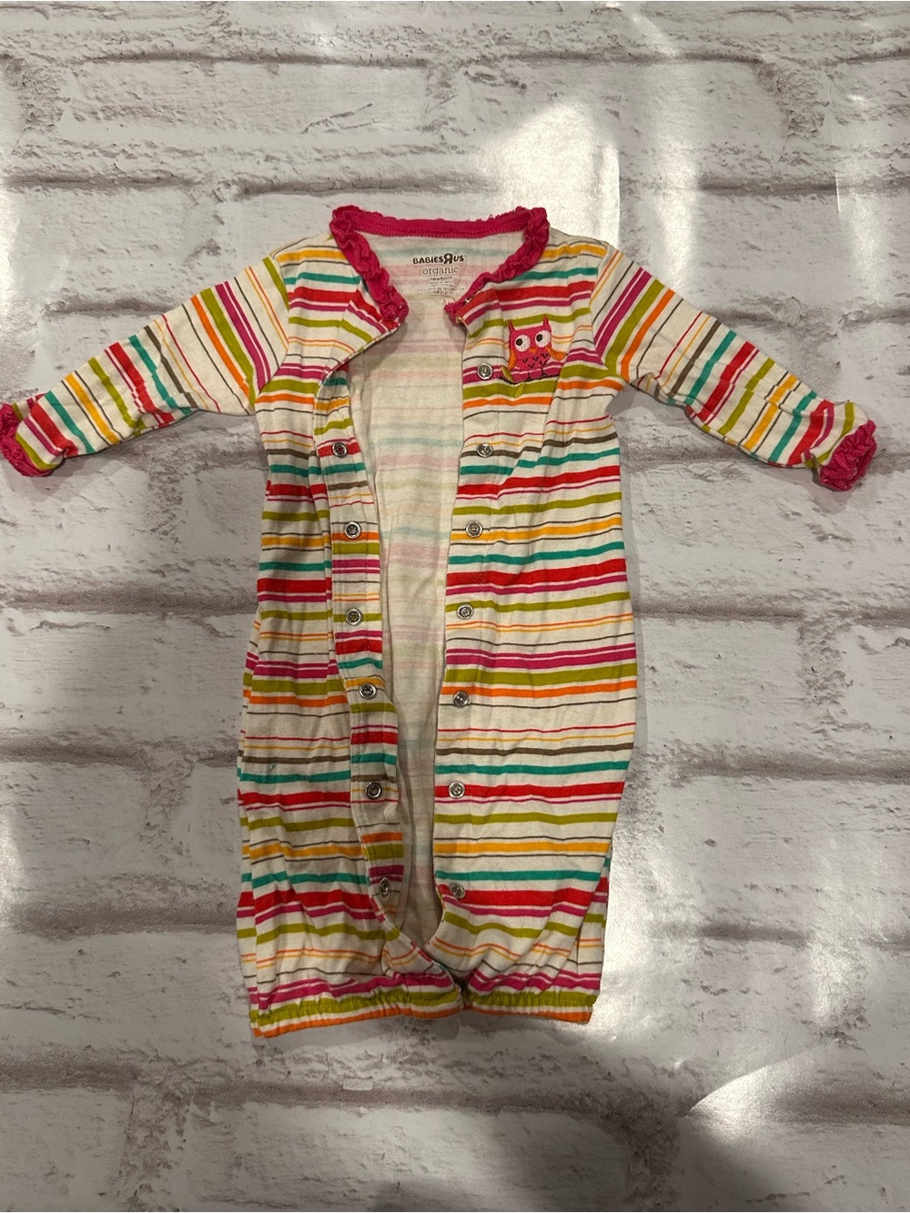 BabiesRUs Striped One-Piece Footie in White, Yellow, Pink, Green, Red, Blue